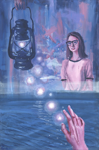 student painting "A Light in the Mist"